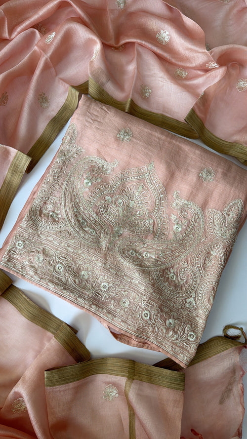 Chanderi Unstitched 3-Piece Suit