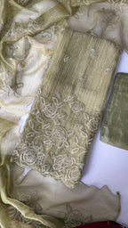 Pastel green crush unstitched suit