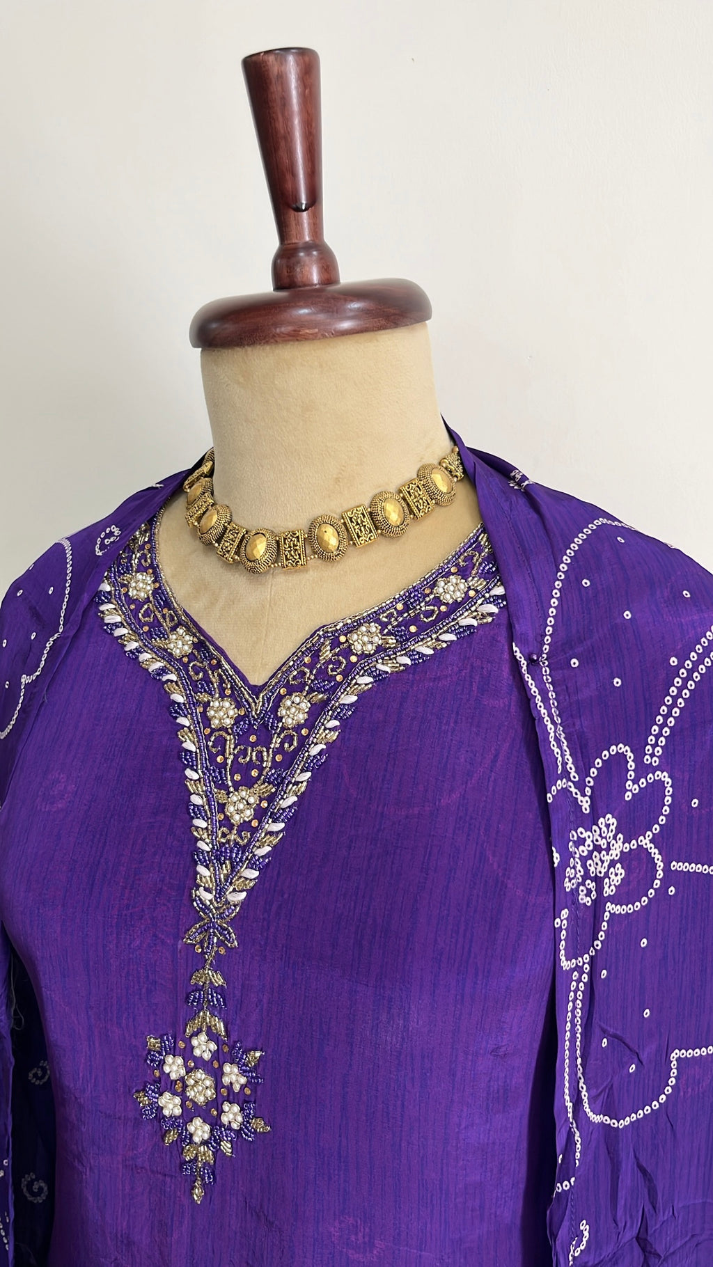 Violet Bloom Embroidered Suit Set