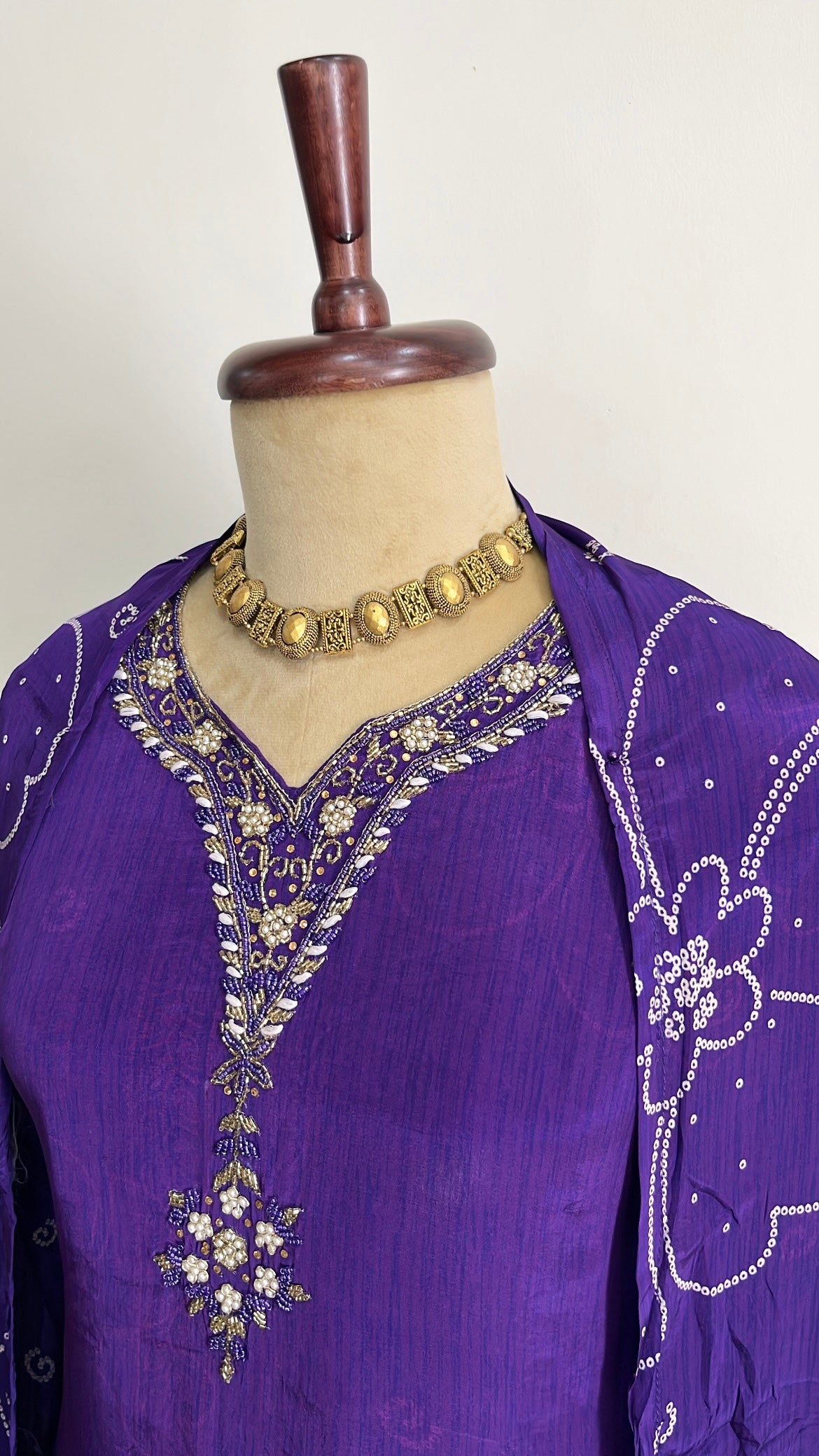Violet Bloom Embroidered Suit Set