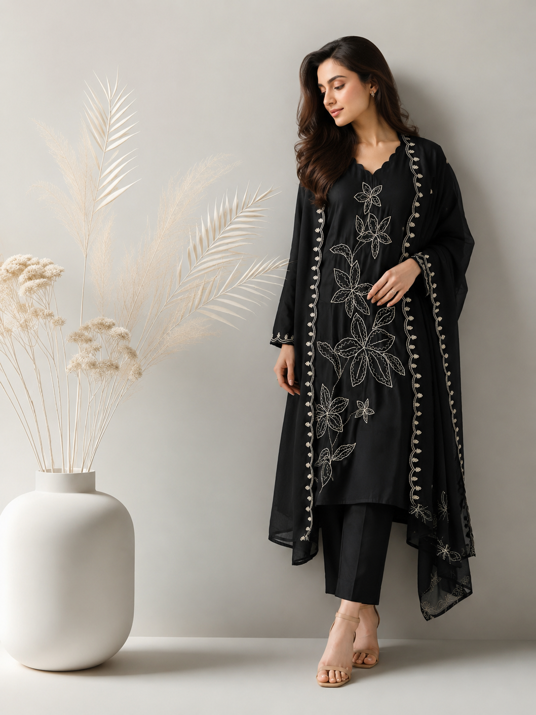 Midnight Bloom 3-Piece Salwar Suit
