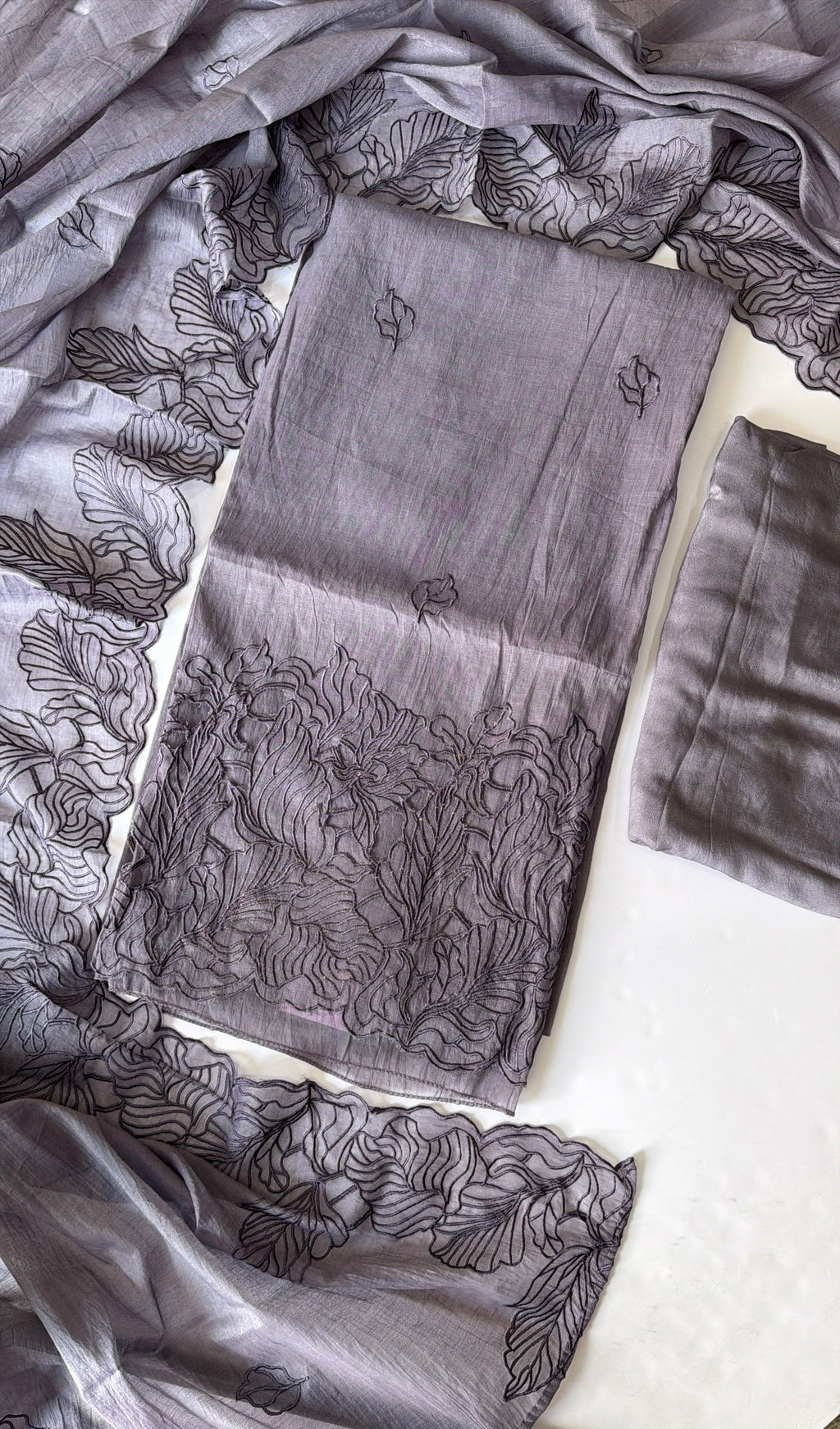 Lilac mul chanderi unstitched suit