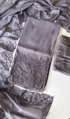 Lilac mul chanderi unstitched suit