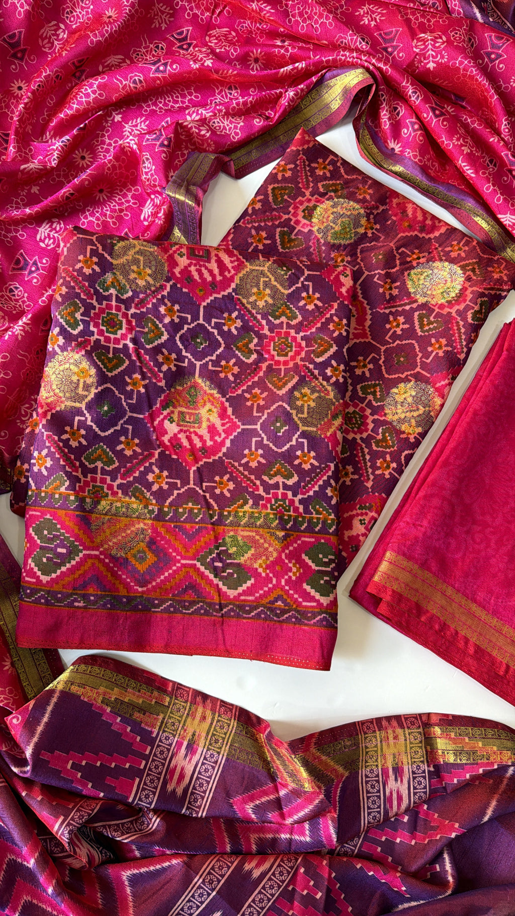 Patola silk unstitched suit