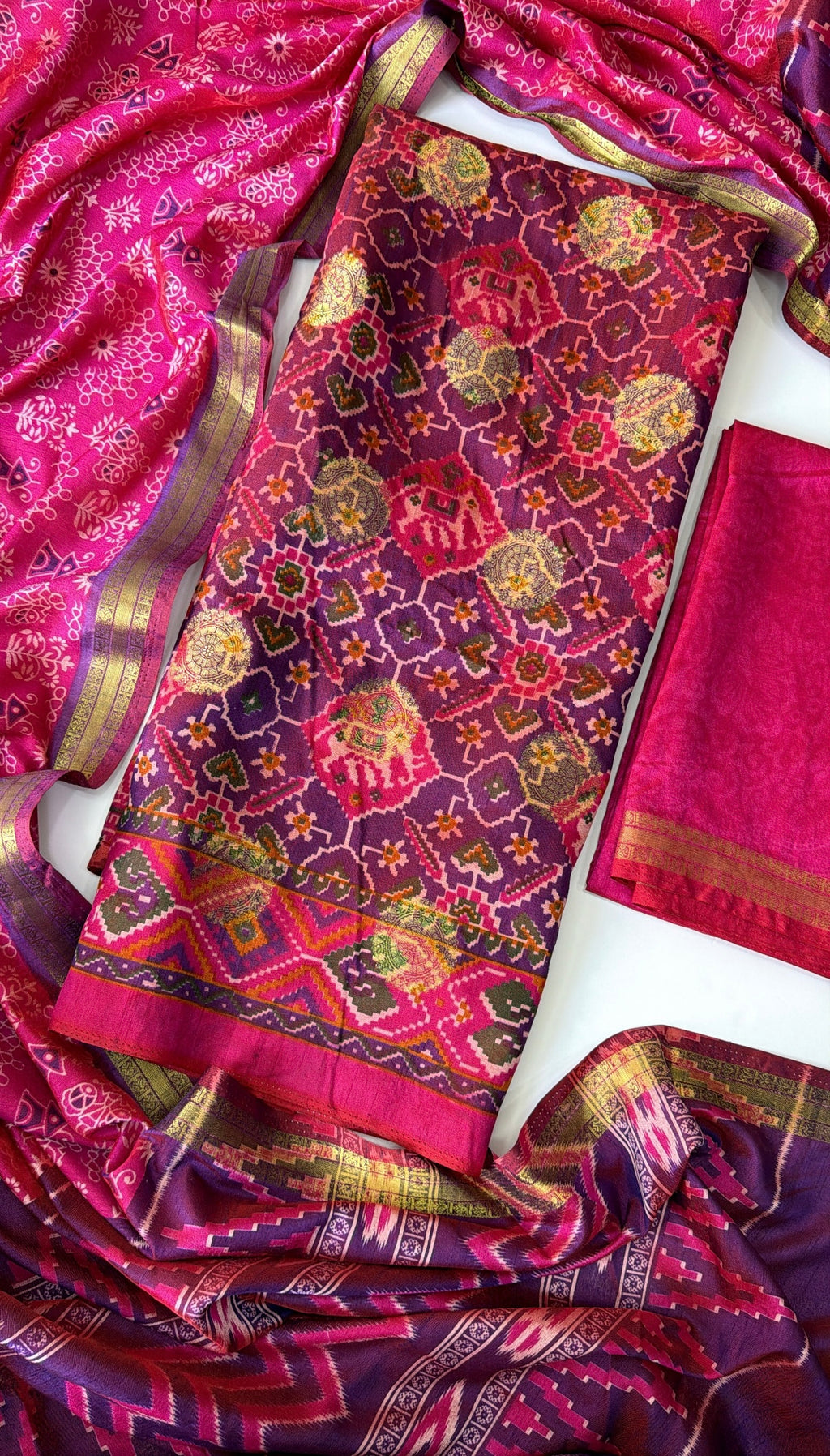Patola silk unstitched suit