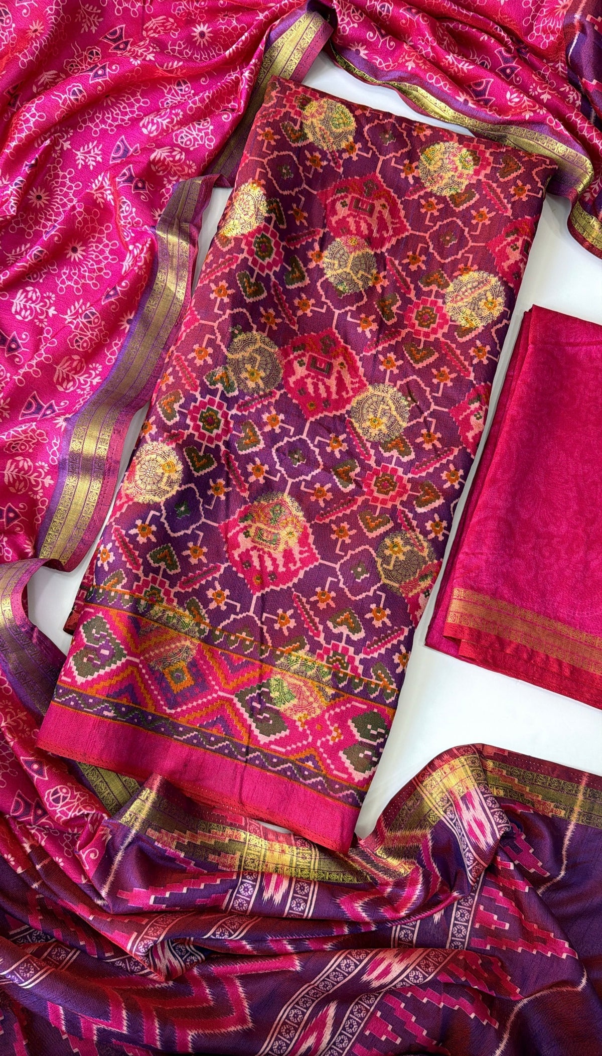 Patola silk unstitched suit
