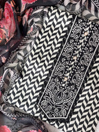 Midnight Chevron Modal Unstitched Suit