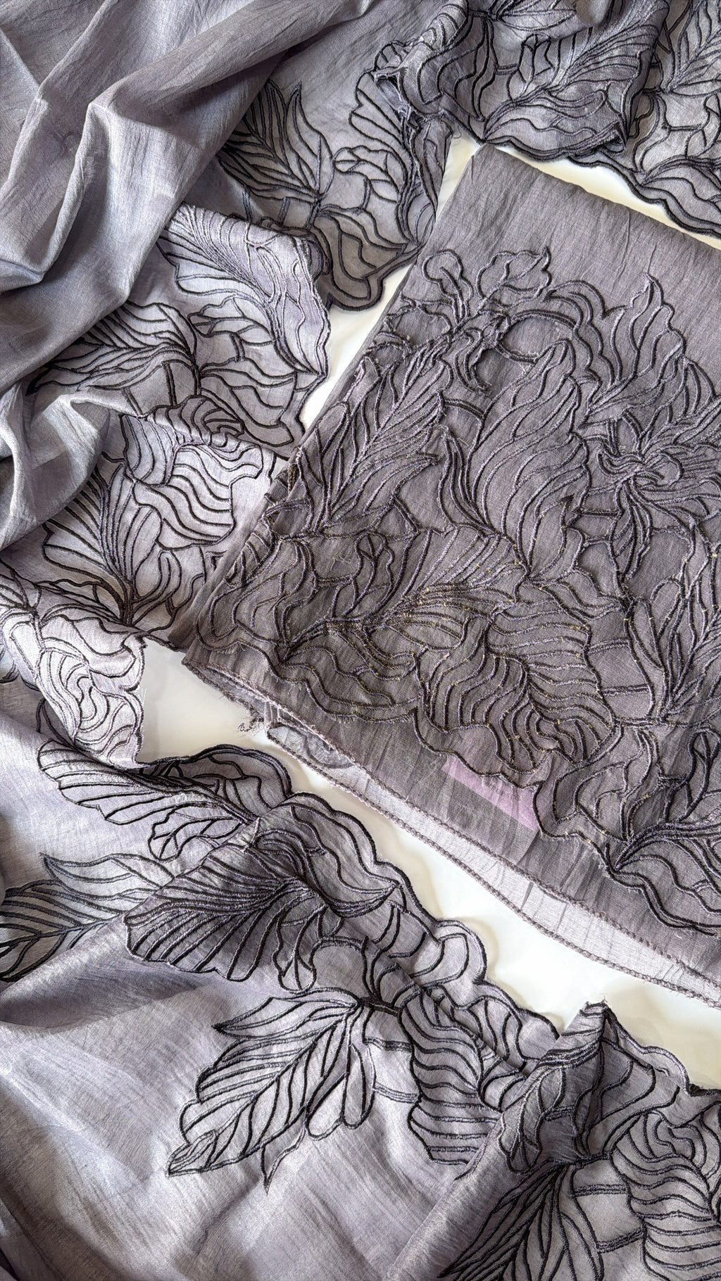 Lilac mul chanderi unstitched suit