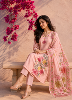 Blush pink Mul Chanderi suit