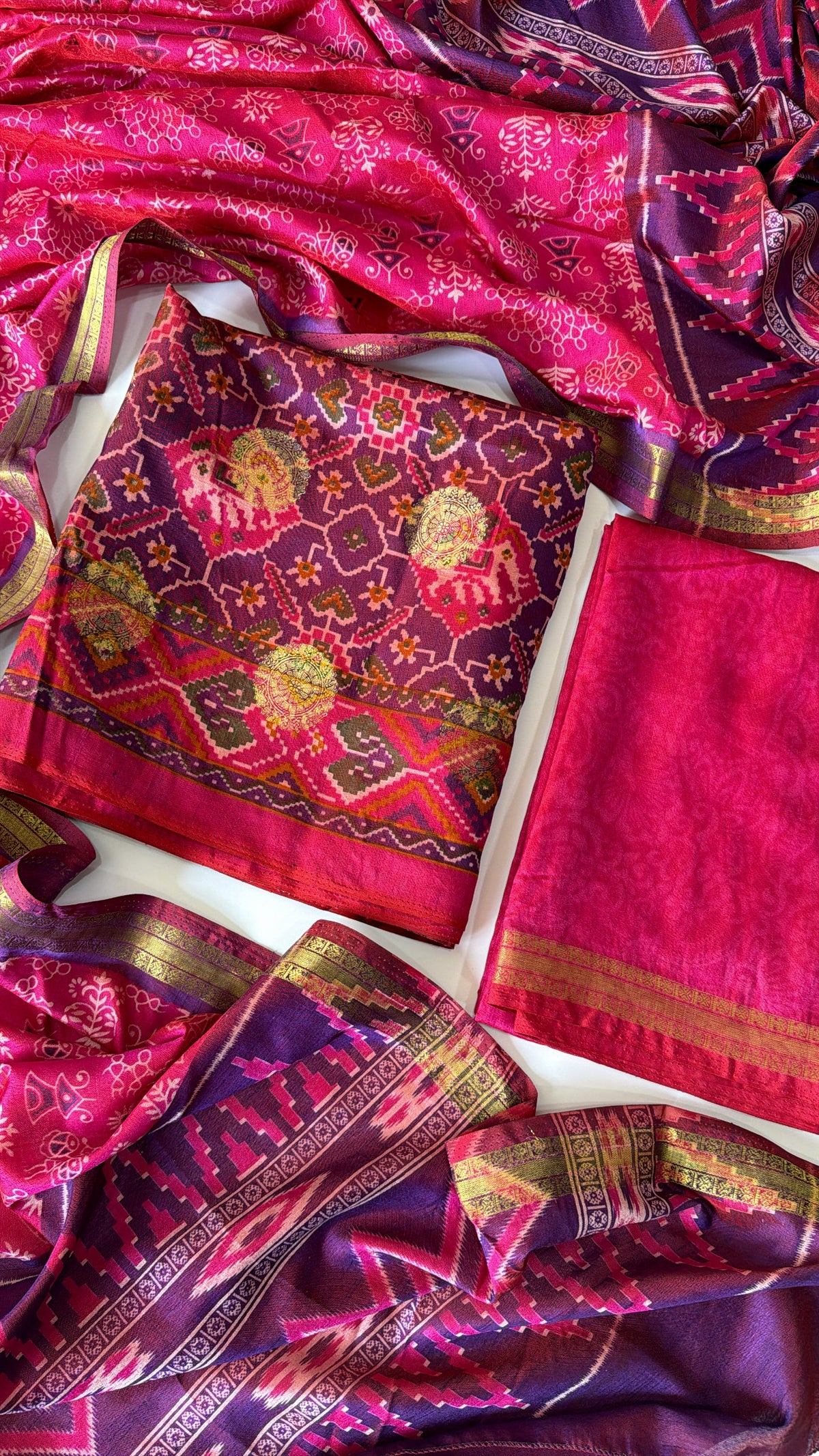 Patola silk unstitched suit
