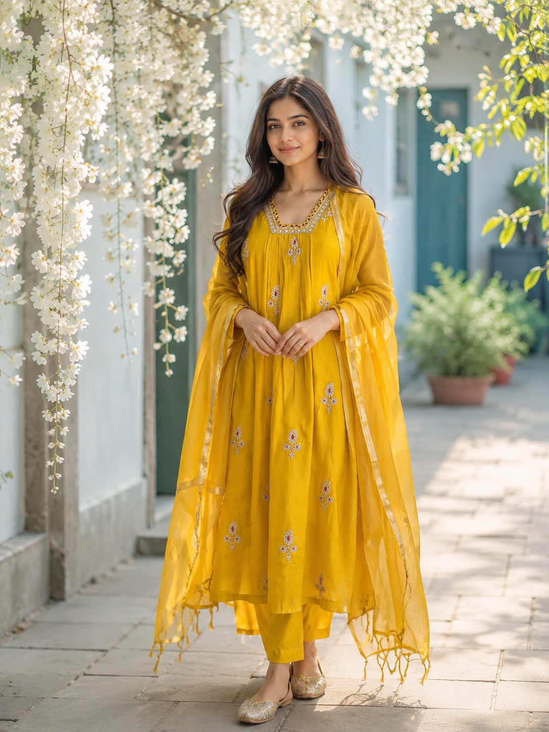 Amber Mul Chanderi suit