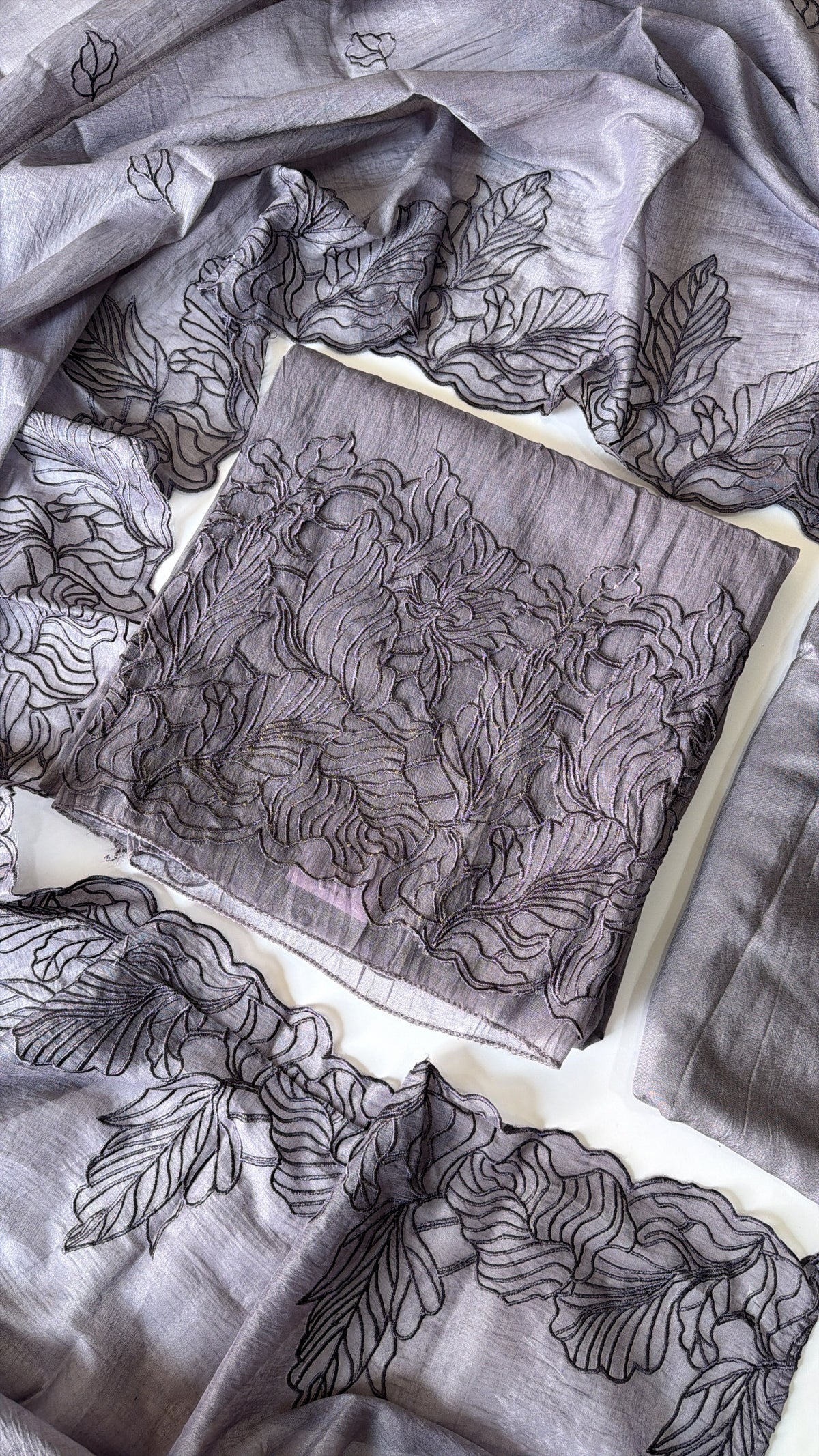 Lilac mul chanderi unstitched suit
