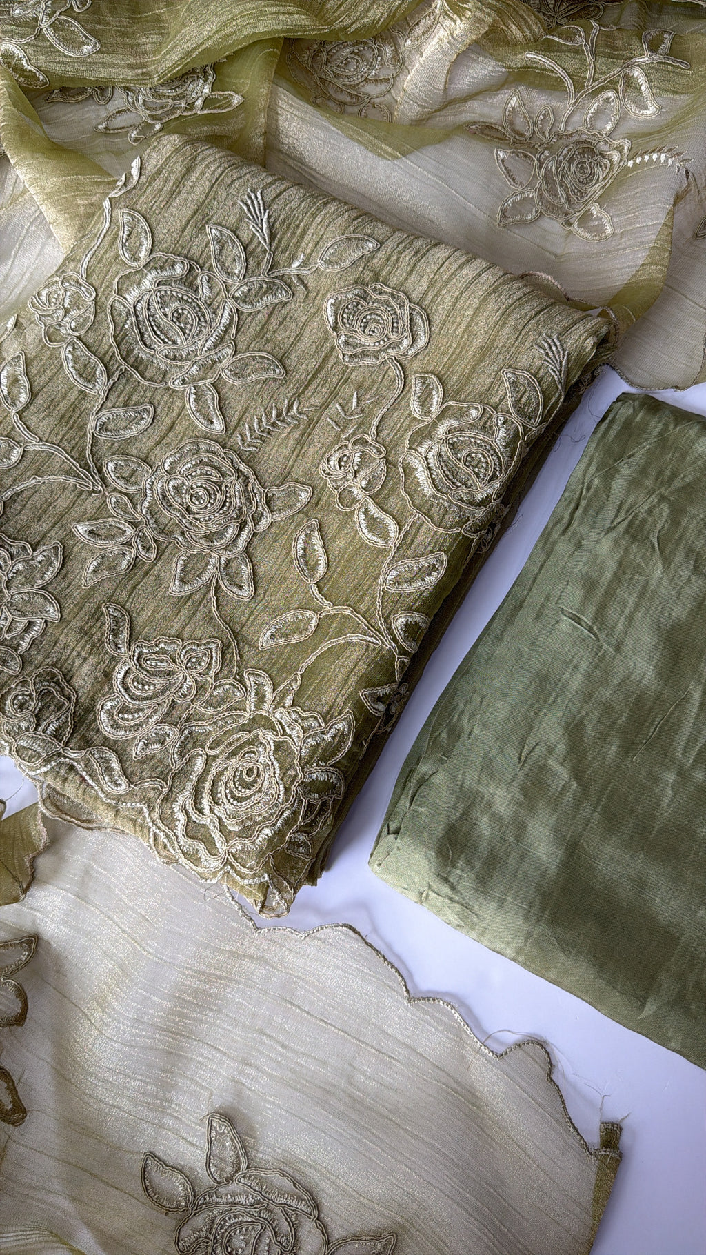 Pastel green crush unstitched suit