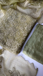 Pastel green crush unstitched suit