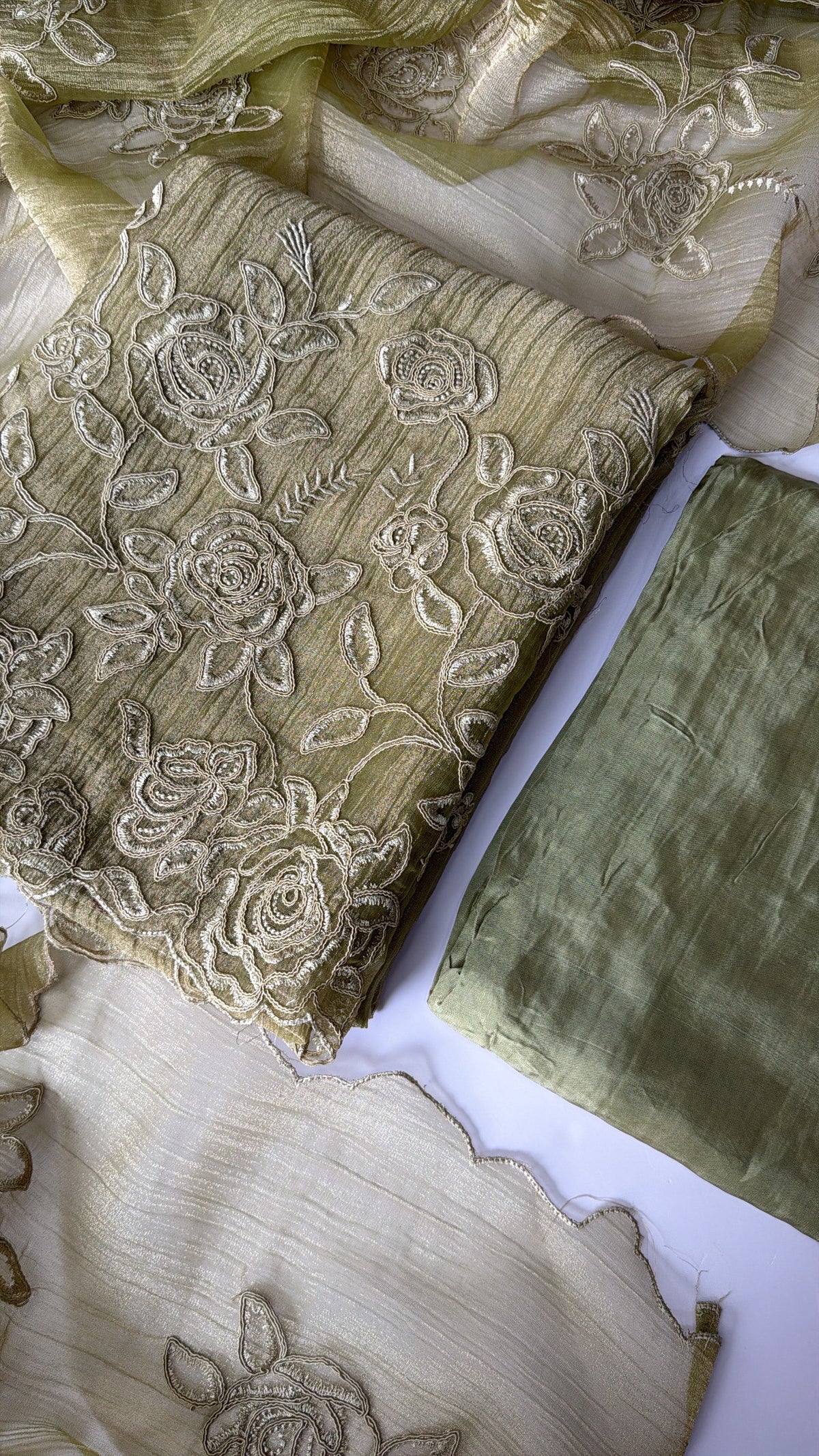 Pastel green crush unstitched suit
