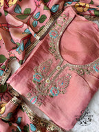 Blush Bloom Tissue Silk Unstitched Suit