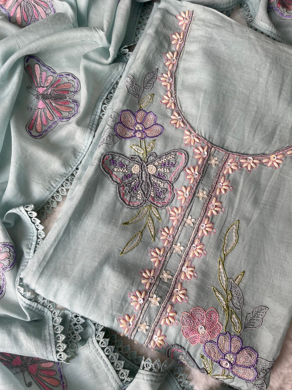 Butterfly Bloom Unstitched Suit