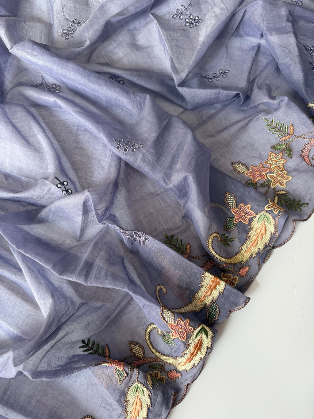 Lilac mul chanderi unstitched suit