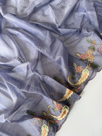 Lilac mul chanderi unstitched suit