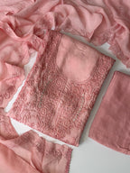 Blush Pink Chikankari Unstitched 3-Piece Suit