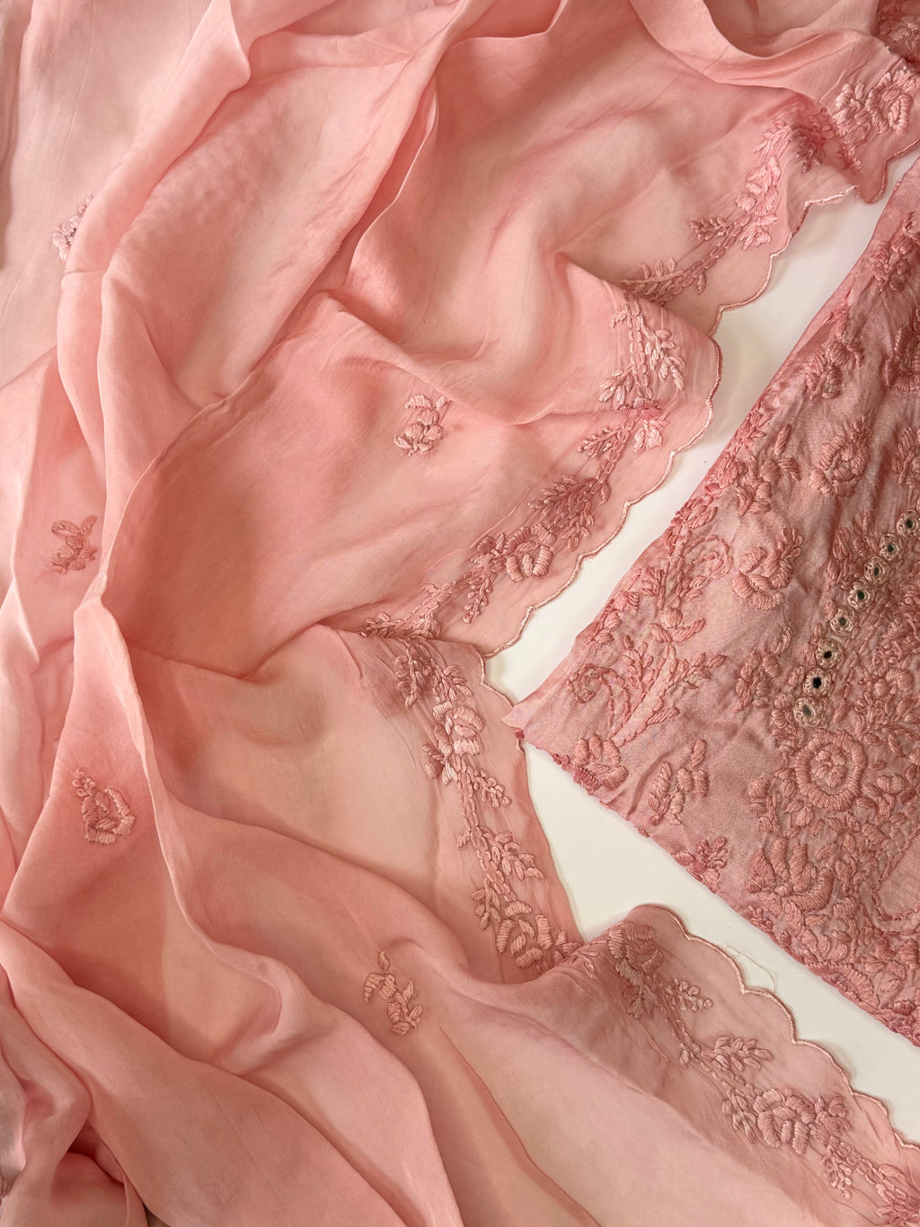 Blush Pink Chikankari Unstitched 3-Piece Suit