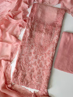 Blush Pink Chikankari Unstitched 3-Piece Suit