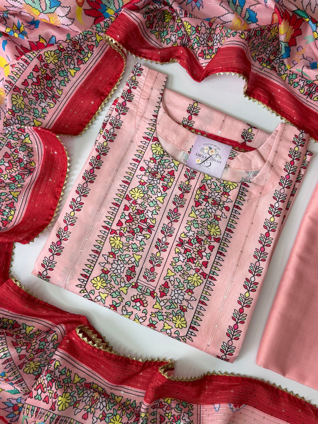 Premium Pink Unstitched 3-Piece Suit Set