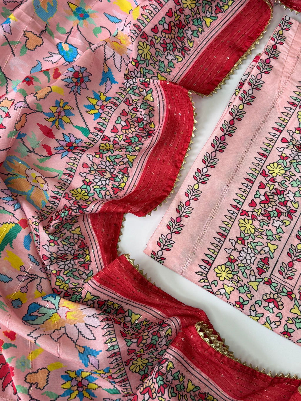 Premium Pink Unstitched 3-Piece Suit Set
