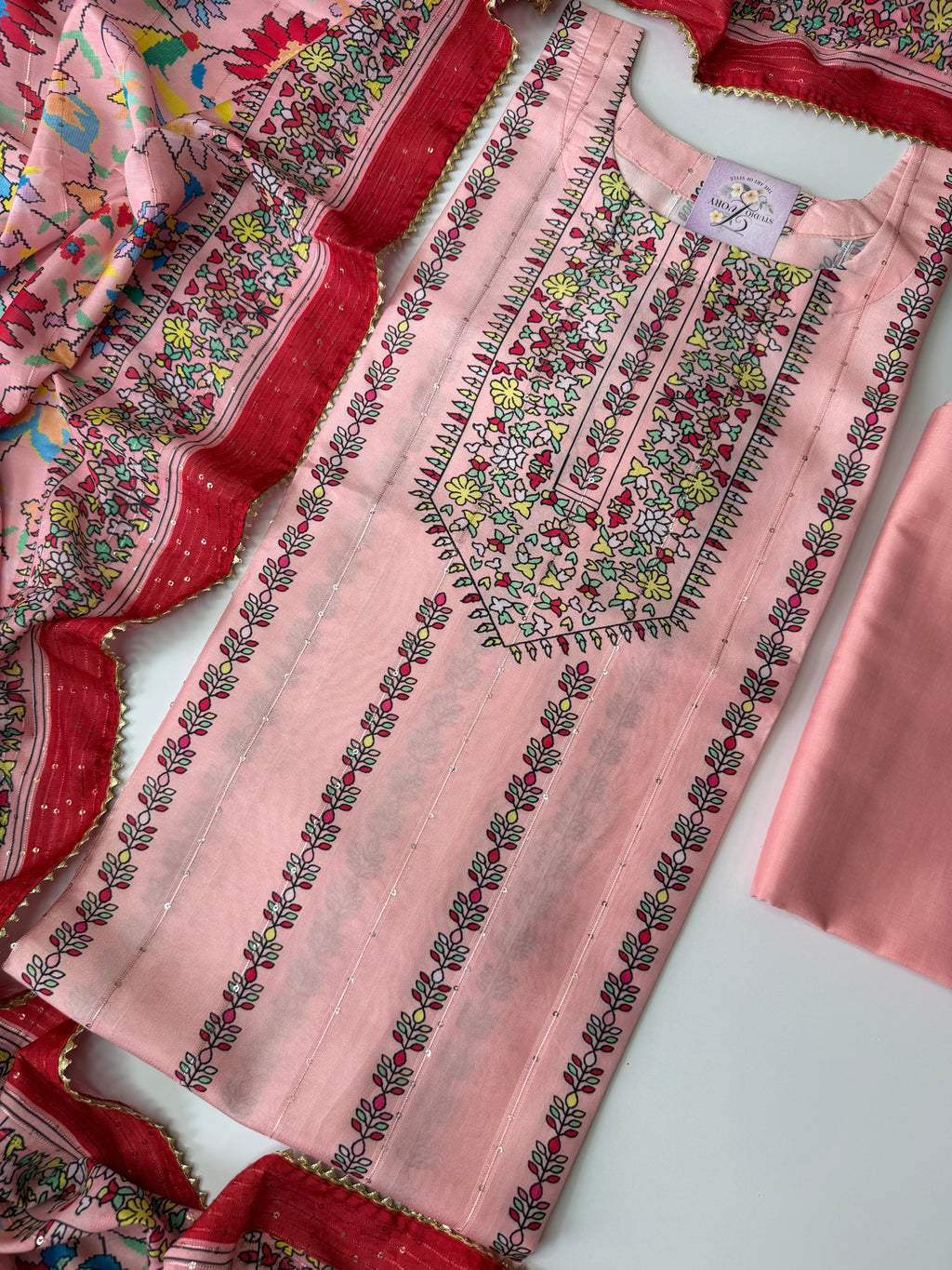 Premium Pink Unstitched 3-Piece Suit Set