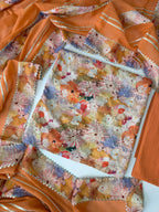 Peach Floral Cotton Unstitched 3-Piece Suit