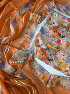 Peach Floral Cotton Unstitched 3-Piece Suit