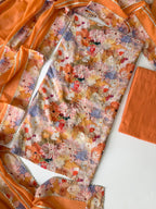 Peach Floral Cotton Unstitched 3-Piece Suit