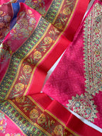 Rani Pink Unstitched 3-Piece Chanderi Suit Set