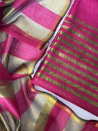 Rani Pink Stripes Unstitched Chanderi Suit