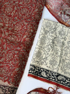 Red Hand Block Kota Suit Set
