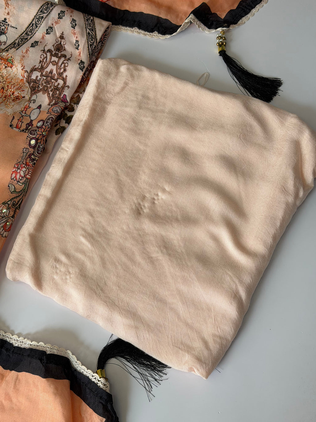 Peach Floral Unstitched Muslin Suit Set