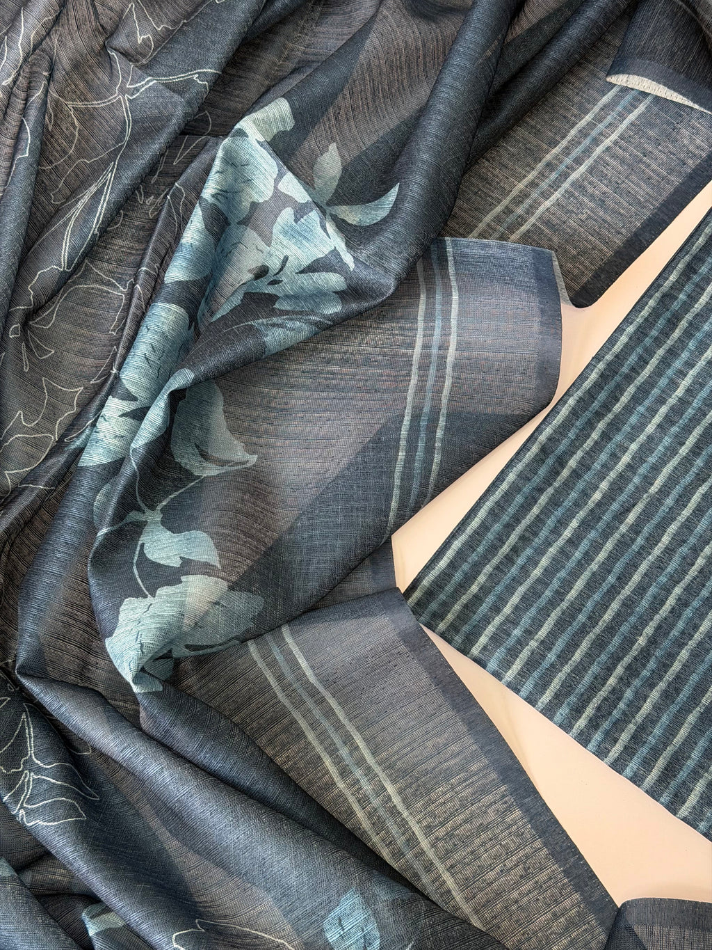 Tussar Classic Striped unstitched Suit