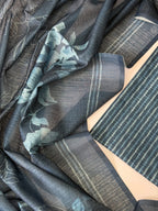 Tussar Classic Striped unstitched Suit