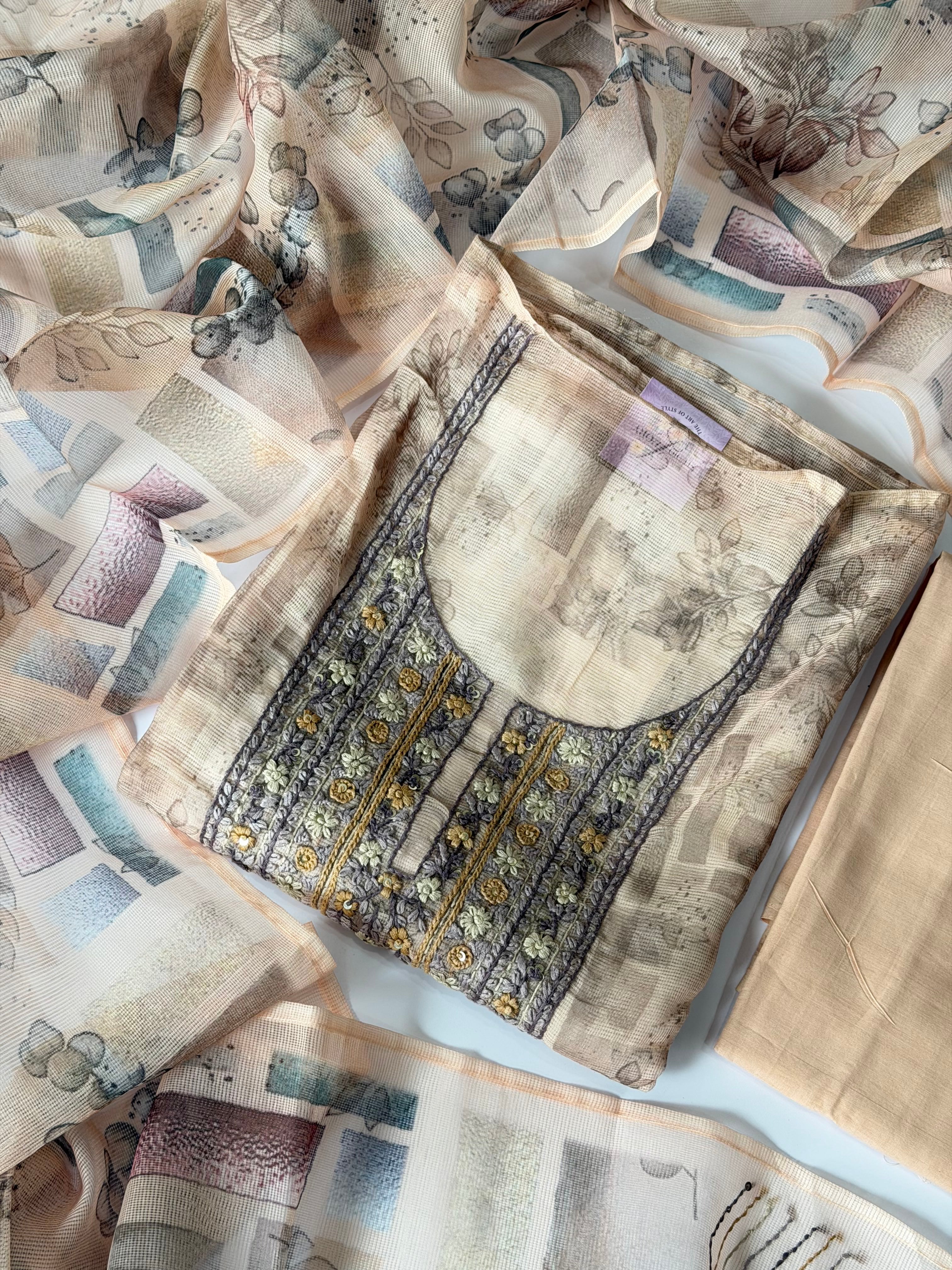Floral Kota Unstitched Suit