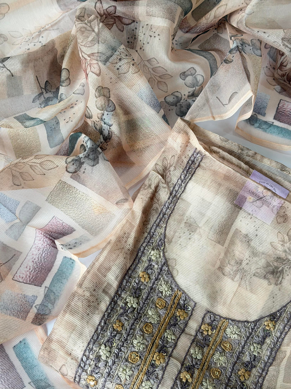 Floral Kota Unstitched Suit