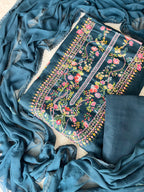 Sapphire Bloom Unstitched Modal Suit