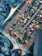 Sapphire Bloom Unstitched Modal Suit
