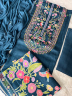 Sapphire Bloom Unstitched Modal Suit