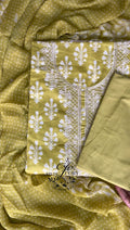 Olive Bloom Unstitched Cotton Suit Set