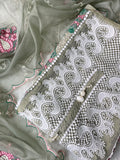 Sage Green Tissue Silk Unstitched Suit