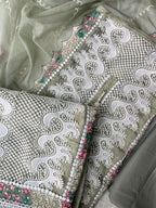 Sage Green Tissue Silk Unstitched Suit