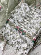 Sage Green Tissue Silk Unstitched Suit