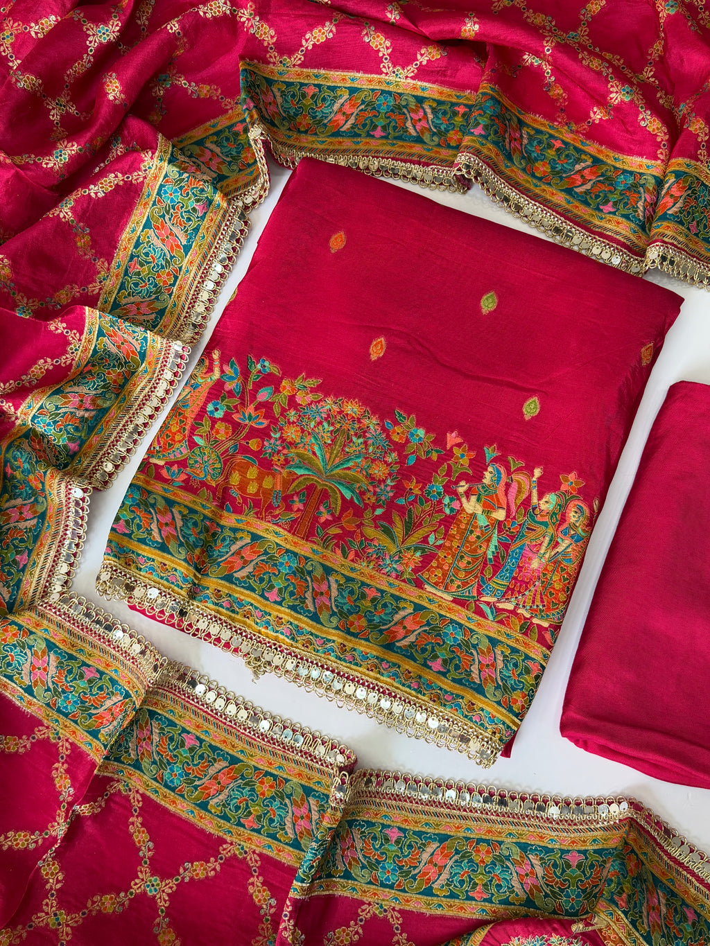 Pink DOLA silk unstitched suit