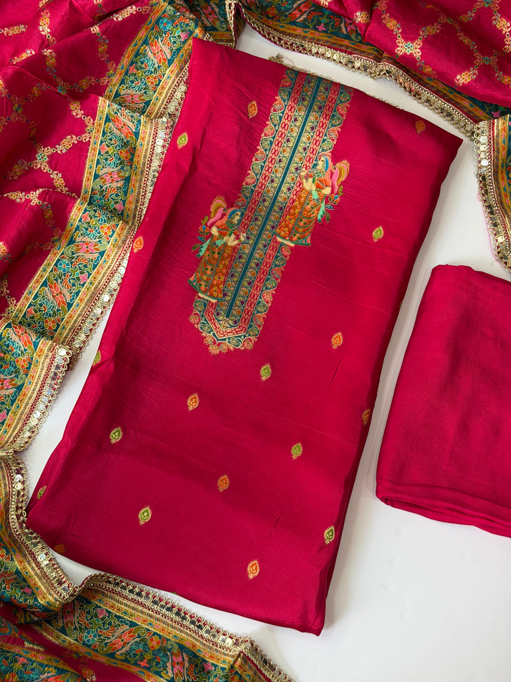Pink DOLA silk unstitched suit