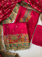 Pink DOLA silk unstitched suit